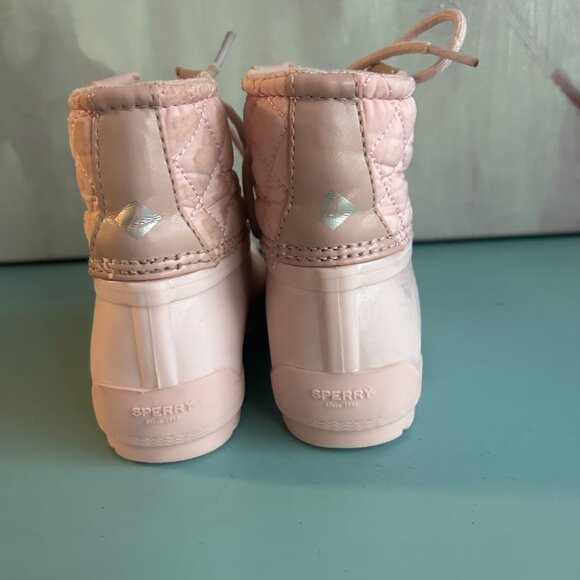 Sperry Toddler Girls Port Duck Boots Pink Rain Boots Size 10 Snow Boots Mud Boot - Picture 6 of 13
